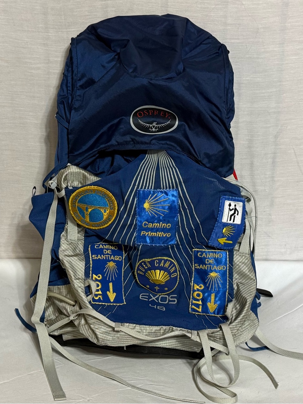 Osprey Exos 48 S/M Ultralight Backpack Camino Santiago Patches